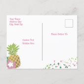 Aloha Baby Pink & Green Tropical Girl Baby Shower Invitation Postcard (Back)