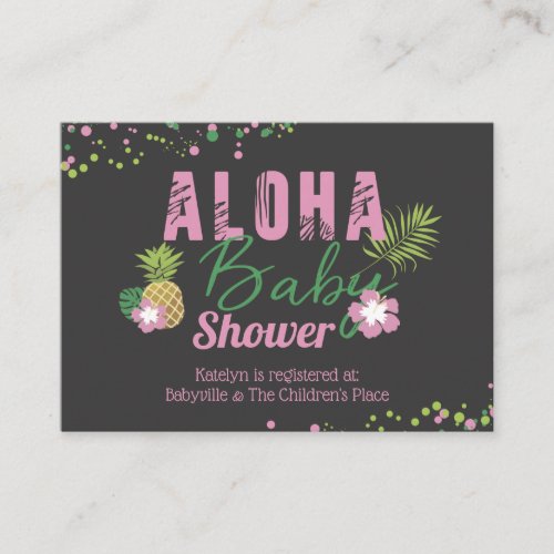 Aloha Baby Pink Tropical Girl Baby Shower Registry Enclosure Card