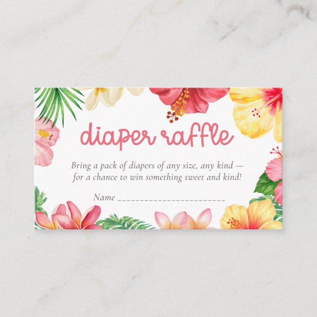 Aloha Baby Shower Diaper Raffle Enclosure Card (Front)
