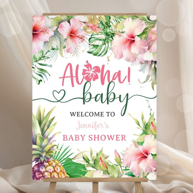 Aloha Baby Shower Girl Pink Luau Welcome Foam Board (Creator Uploaded)