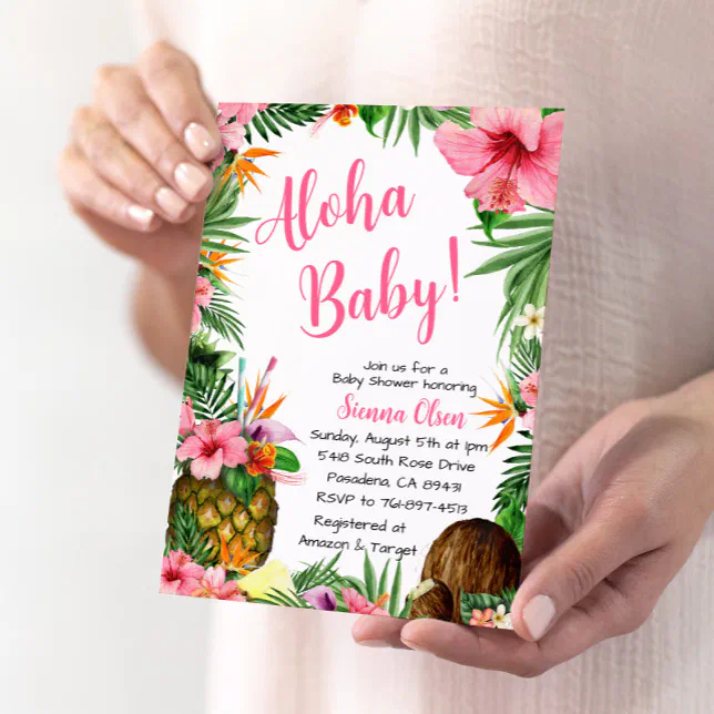 Aloha Baby Shower, Hawaiian Luau Invitation Zazzle