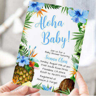Aloha Baby Shower, Hawaiian Luau Invitation