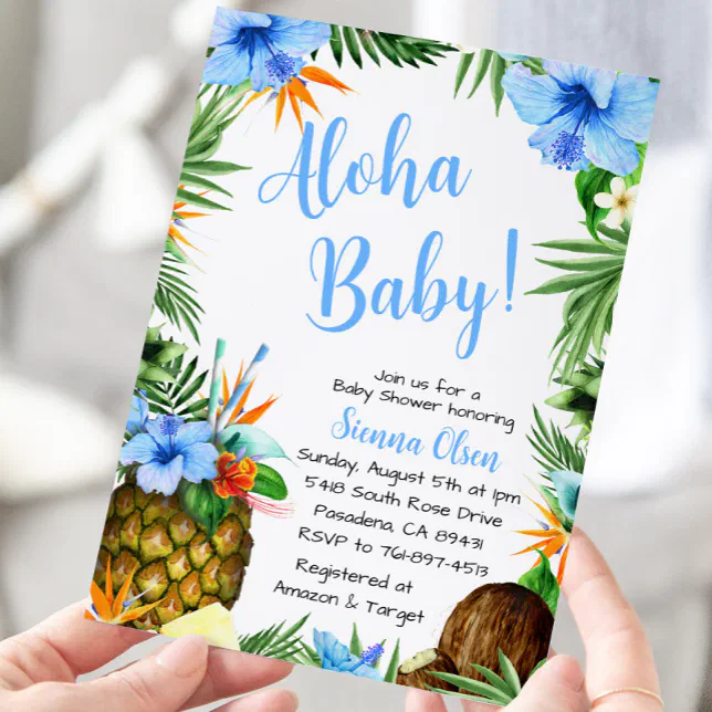 Aloha Baby Shower, Hawaiian Luau Invitation Zazzle