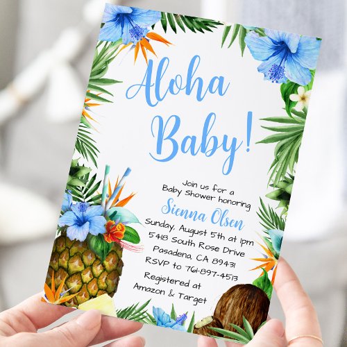 Aloha Baby Shower Hawaiian Luau Invitation