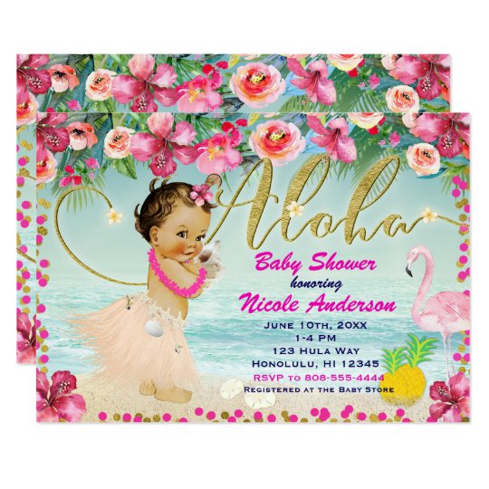 Aloha Baby Shower Hawaiian Retro Beach Invitations | Zazzle.com