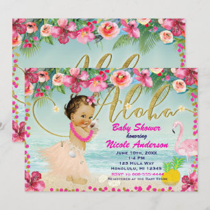 Aloha Baby Shower Hawaiian Retro Beach Invitations