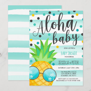 Aloha Baby Shower Invitation Pineapple Baby Shower