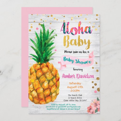 Aloha baby shower invitation _ Summer tropical