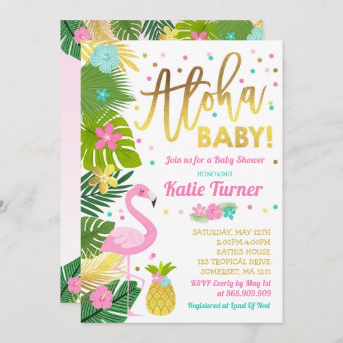 Aloha Baby Shower Invitation Tropical Baby Shower