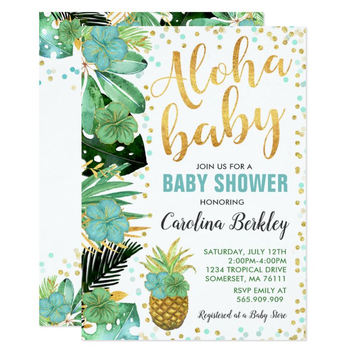 aloha baby shower invitations
