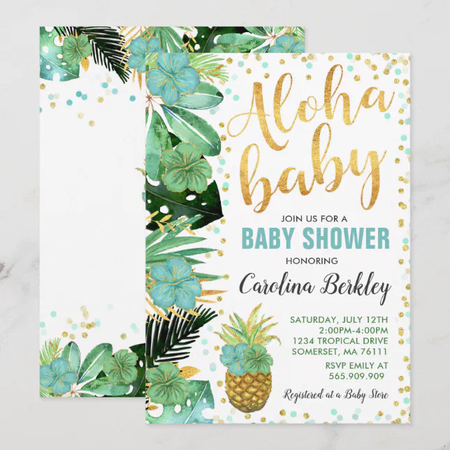 Aloha Baby Shower Invitation Tropical Baby Shower | Zazzle