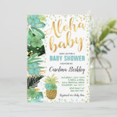 Aloha Baby Shower Invitation Tropical Baby Shower (Standing Front)