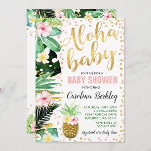 Aloha Baby Shower Invitation Tropical Baby Shower