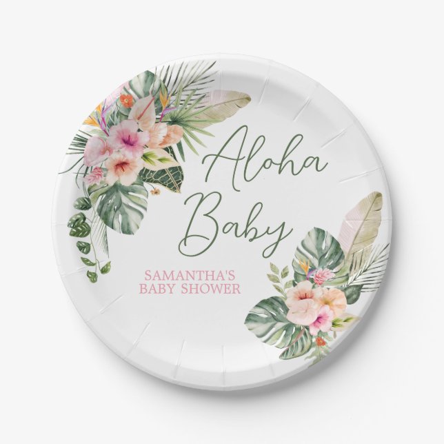 Aloha Baby Shower Paper Plates (Front)