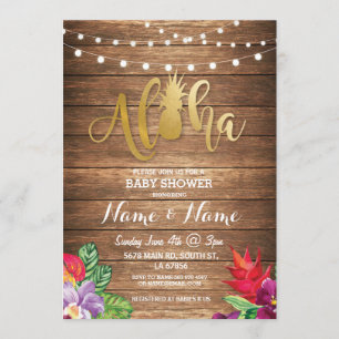 Aloha Baby Shower Pineapple Girl Boy Wood Invite