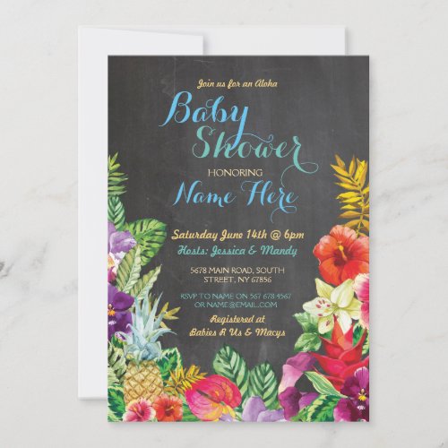 Aloha Baby Shower Tropical Luau Boy Blue Invite