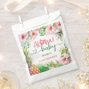 Aloha Baby Shower Tropical Luau Girl Pink Favor Bag