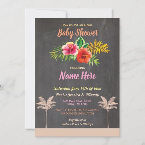 Aloha Baby Shower Tropical Luau Vintage Invite