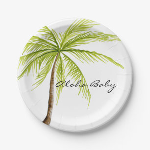 Aloha Baby Shower Tropical Palm Tree Island Beach Paper Plates