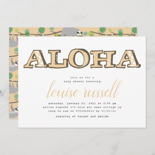 Aloha Baby Tropical Animal  Baby Shower Invitation