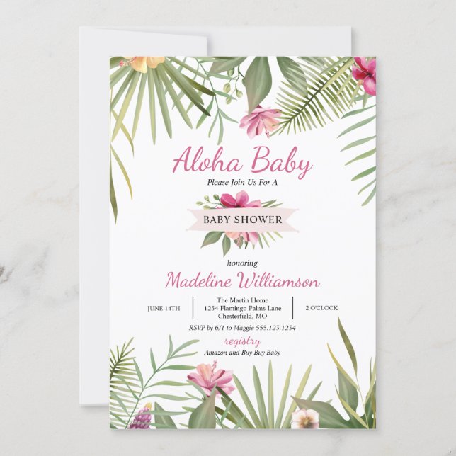 Aloha Baby Tropical Baby Shower Invitation (Front)