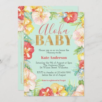 Aloha Baby Tropical Baby Shower Invitation by PrettyLittleInvite at Zazzle