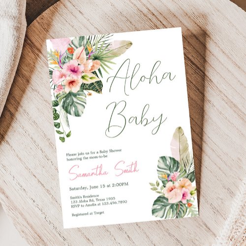 Aloha Baby Tropical Baby Shower  Invitation
