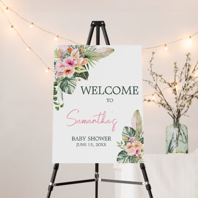 Aloha Baby Tropical Baby Shower Welcome Sign (In Situ (Stand))