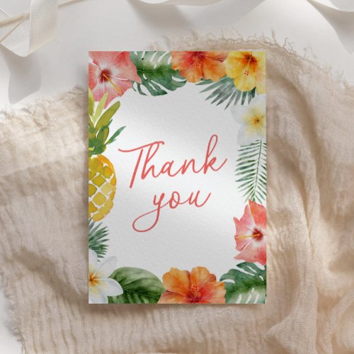 Aloha Baby Tropical Floral Baby Shower Thank You Card