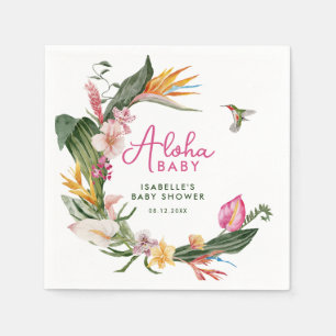 Aloha Baby Tropical Floral Wreath Baby Shower Napkins