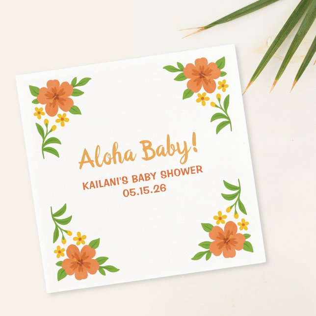 Aloha Baby! Tropical Hawaiian Floral Baby Shower Napkins (Creator Uploaded)