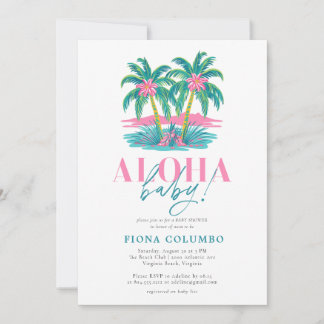 Aloha Baby Tropical Palm Tree Baby Shower Invitation