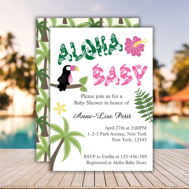 Aloha Baby Tropical Theme Baby Shower Invitation (Aloha Baby Tropical Baby Shower Invitation)