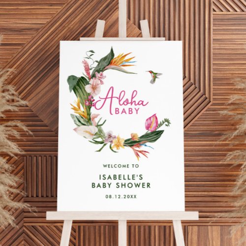 Aloha Baby Tropical Wreath Baby Shower Welcome Foam Board