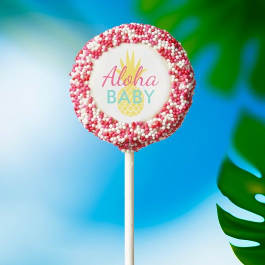 Aloha Baby Tropical Yellow Pineapple Shower Chocolate Covered Oreo Pop