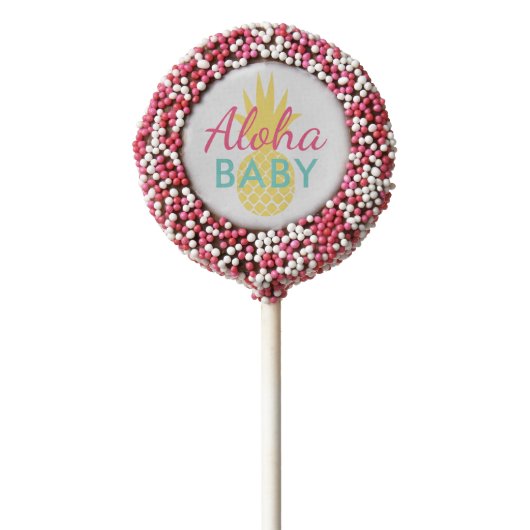 Aloha Baby Tropical Yellow Pineapple Shower Chocolate Covered Oreo Pop (Zoomed)