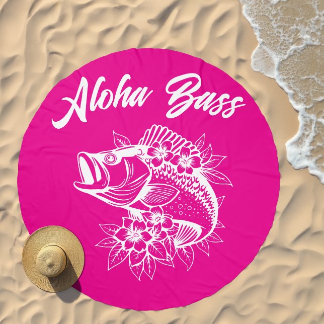 Aloha Bass-Hawaiian Pink Beach Towel (Beach)