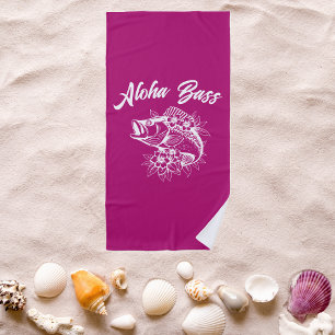 Aloha Bass-Hawaiian Pink Beach Towel
