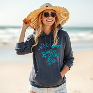 Aloha Bass Hawaiian-Tropical Flowers-Fisherman  Hoodie