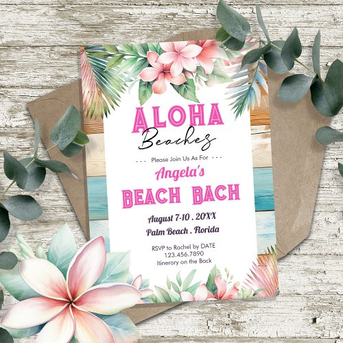 Aloha Beach Bachelorette Party itinerary Invitation