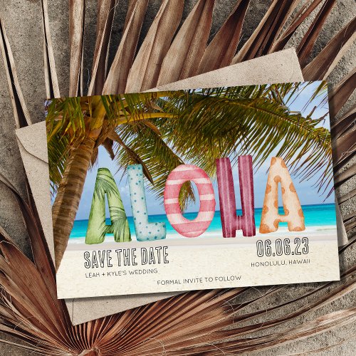 Aloha Beach Destination Wedding Photo  Save The Date