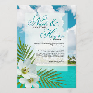 Aloha Beach Faux Vellum Overlay Wedding Invitation