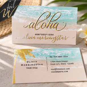 Aloha Beach Gold Foil Business Cards
