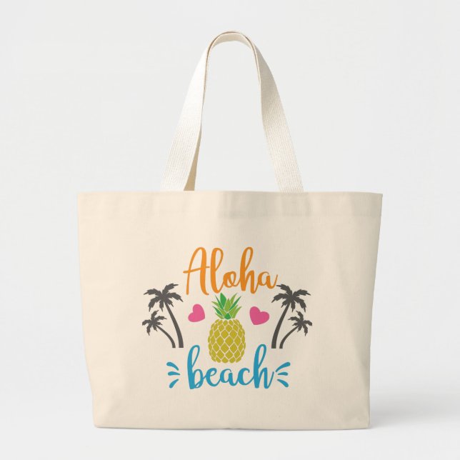 Aloha Beach Large Tote Bag (Front)