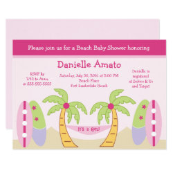 Aloha Beach Party Baby Girl Shower Invitation