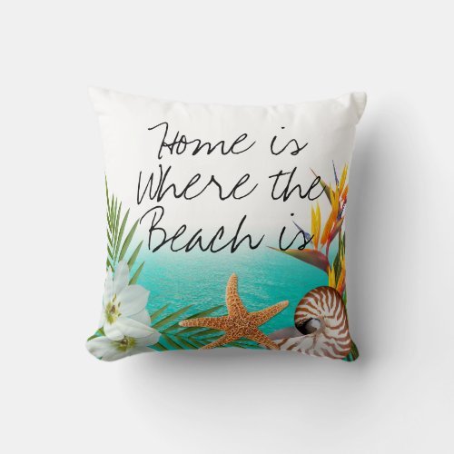 Aloha Beach Plumeria Frangipani Nautilus Throw Pillow