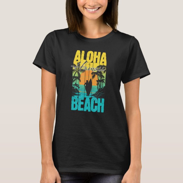 Aloha Beach Summer Sunset Surfer Silhouette Men Wo T-Shirt (Front)