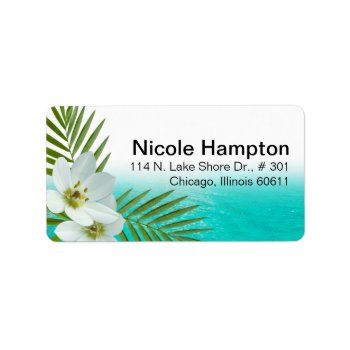 Aloha Beach Tropical Flowers Label by glamprettyweddings at Zazzle
