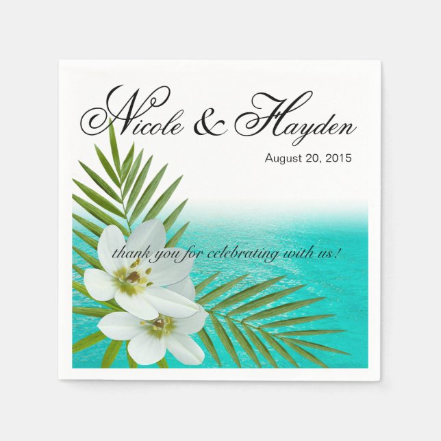 Aloha Beach Tropical Flowers Paper Napkins (Front)