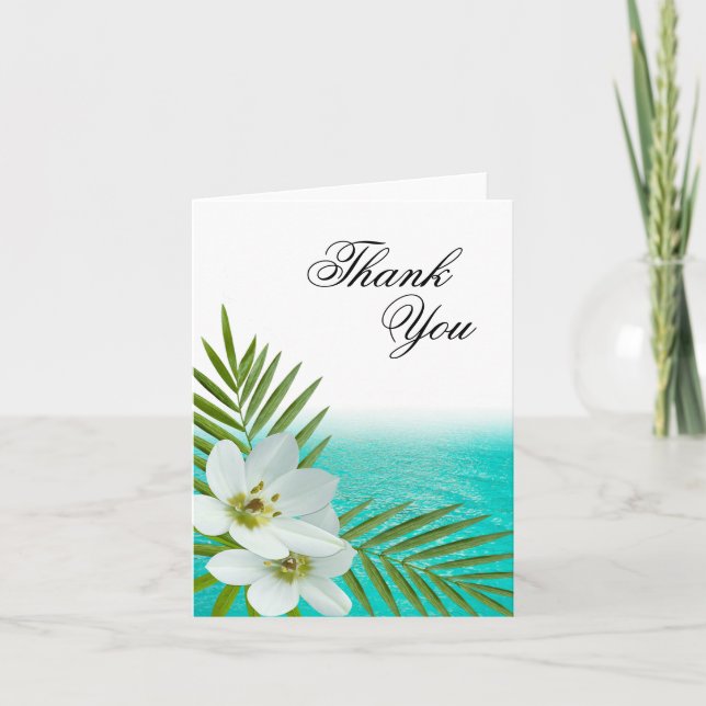 Aloha Beach Tropical Flowers Thank You (Front)